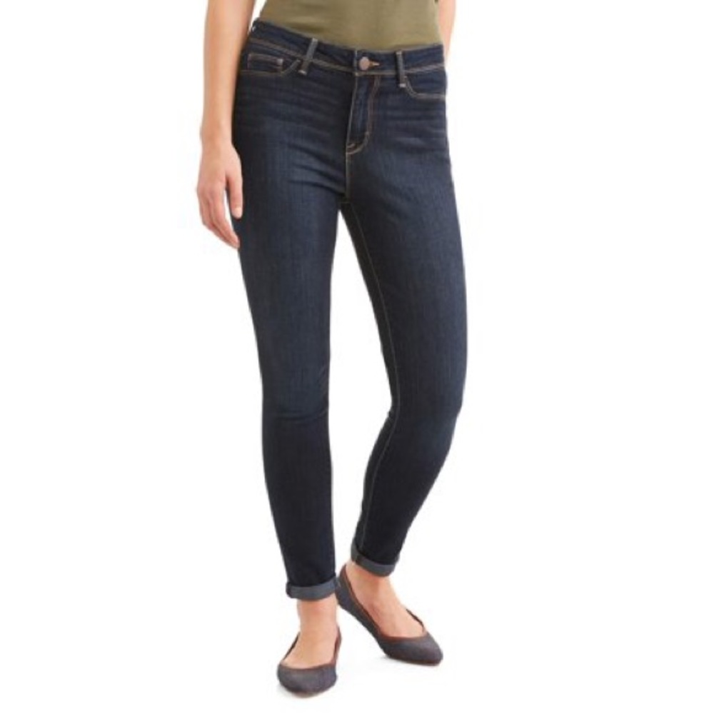 High rise jeggings, dark wash jeans